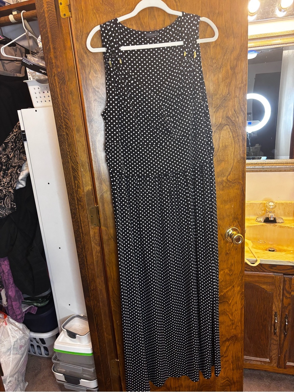 Vince Camuto Black and White Polka Dot Maxi Dress
